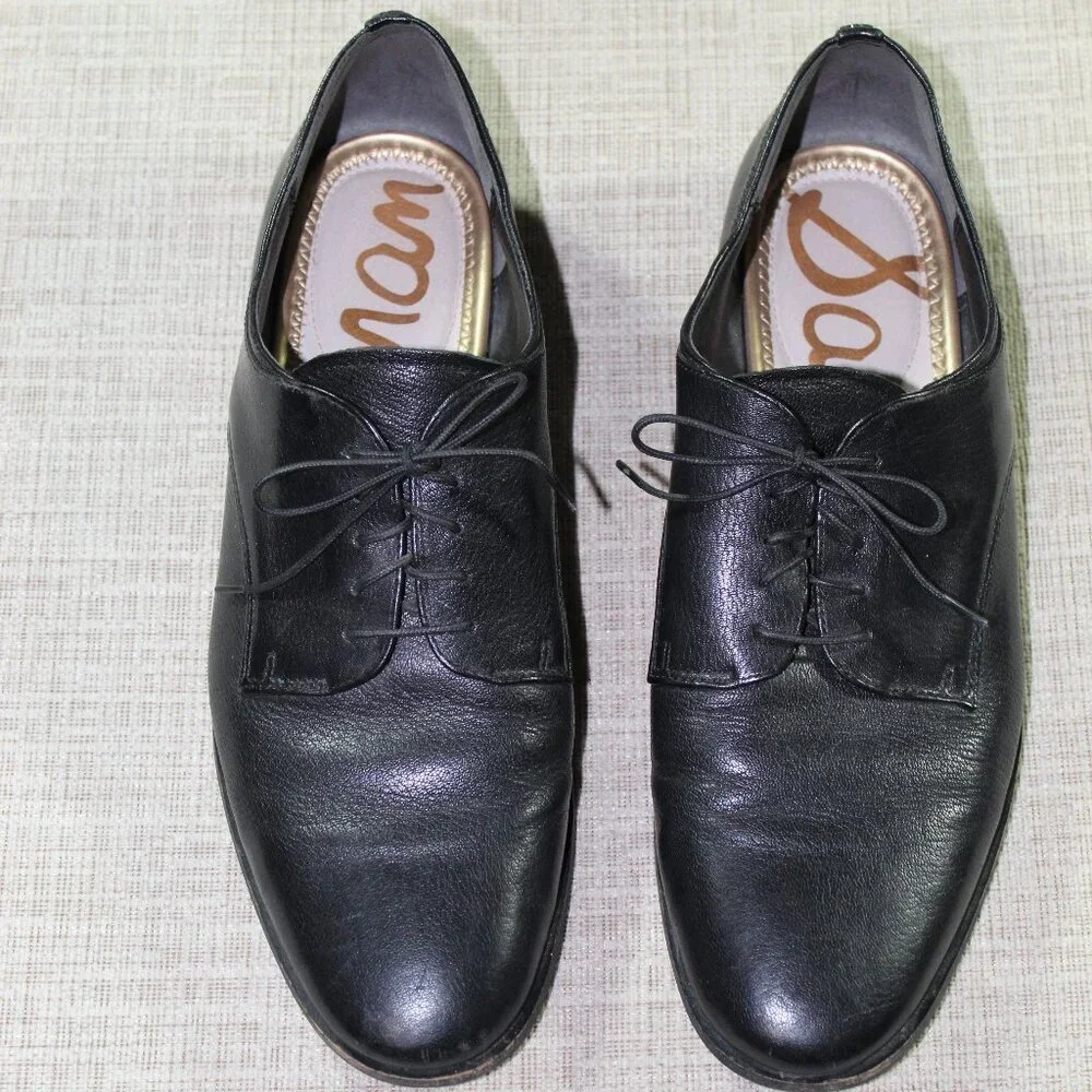 Sam Edelman Black Lace Up Dress Loafers Size: 10